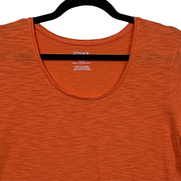 Chico's Ultimate Tee Orange Scoop Neck Hi-Lo Top Size Large - Picture 4 of 5